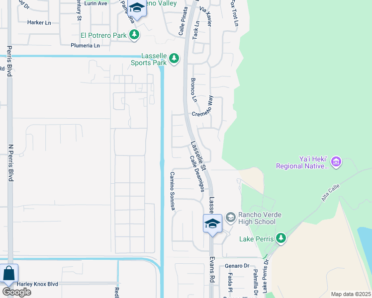 map of restaurants, bars, coffee shops, grocery stores, and more near 12159 Calle De Amigos in Moreno Valley