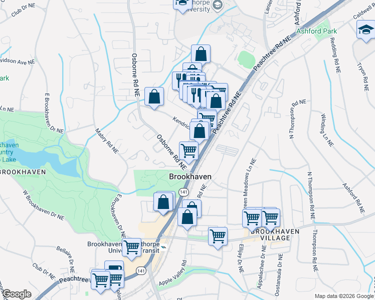map of restaurants, bars, coffee shops, grocery stores, and more near 2729 Tallulah Drive Northeast in Atlanta