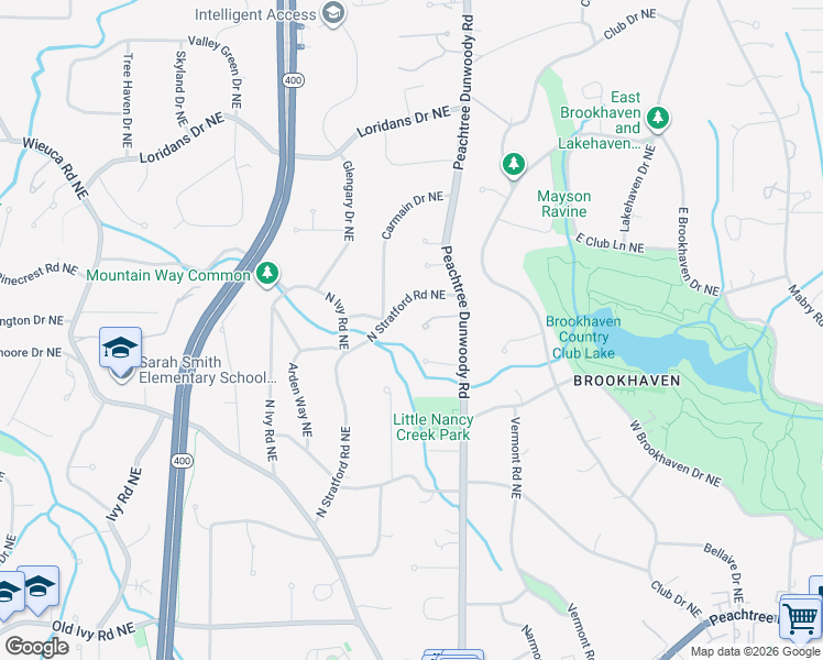 map of restaurants, bars, coffee shops, grocery stores, and more near 30 Stratford Pl NE in Atlanta
