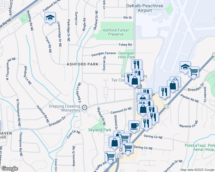 map of restaurants, bars, coffee shops, grocery stores, and more near 1836 Dorman Avenue Northeast in Atlanta