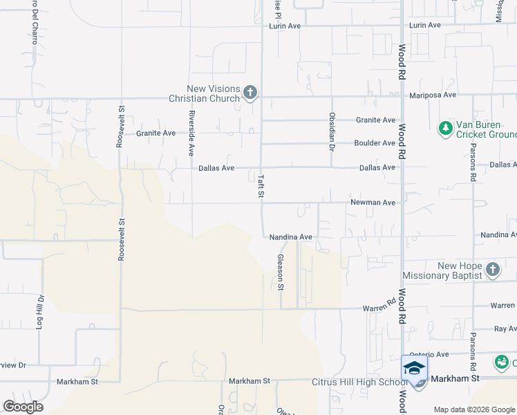 map of restaurants, bars, coffee shops, grocery stores, and more near 18437 Newman Avenue in Riverside