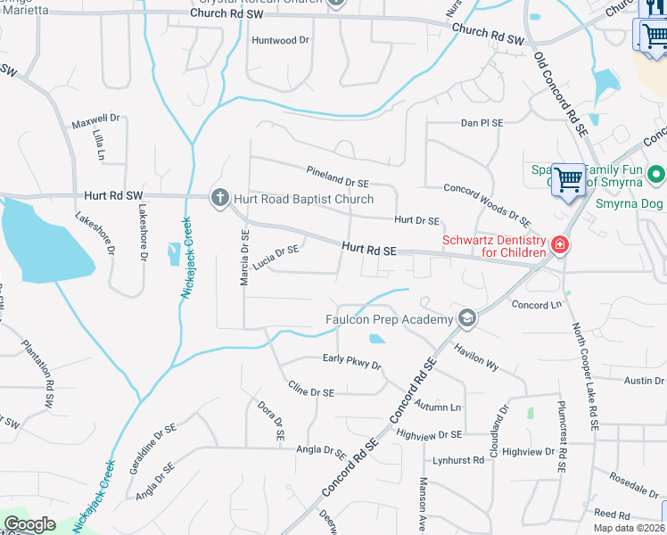 map of restaurants, bars, coffee shops, grocery stores, and more near 3568 Drucilla Place Southeast in Smyrna