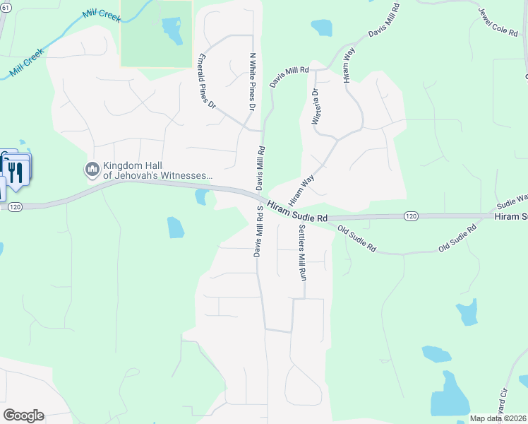 map of restaurants, bars, coffee shops, grocery stores, and more near 53 Davis Mill Road South in Dallas