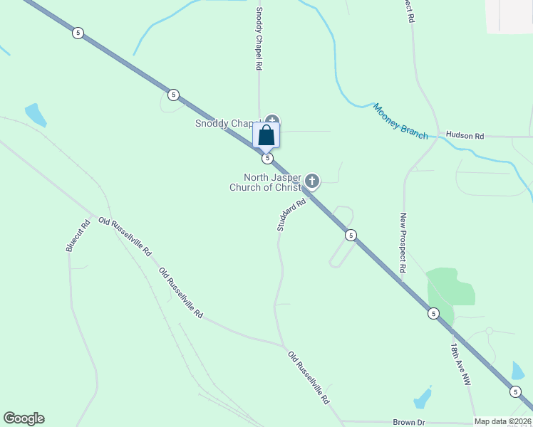 map of restaurants, bars, coffee shops, grocery stores, and more near 1506 Studdard Road in Jasper