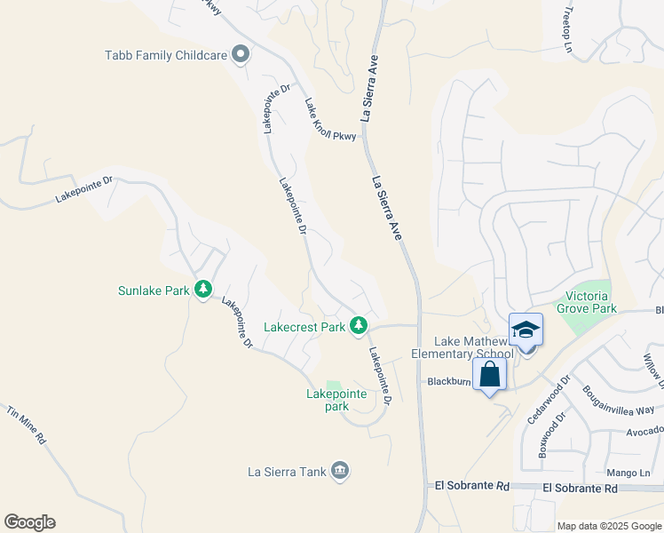 map of restaurants, bars, coffee shops, grocery stores, and more near 17346 Cold Spring Circle in Riverside