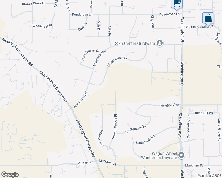 map of restaurants, bars, coffee shops, grocery stores, and more near 17433 Bretton Woods Place in Riverside