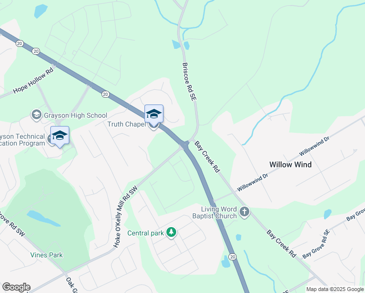 map of restaurants, bars, coffee shops, grocery stores, and more near 100 Hoke O'Kelly Mill Road Southwest in Loganville
