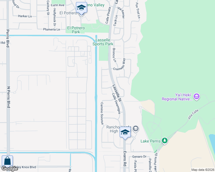 map of restaurants, bars, coffee shops, grocery stores, and more near 25949 Avenida Espaldar in Moreno Valley