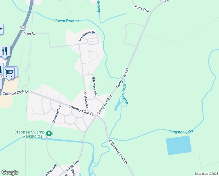map of restaurants, bars, coffee shops, grocery stores, and more near 1581 Long Street in Conway