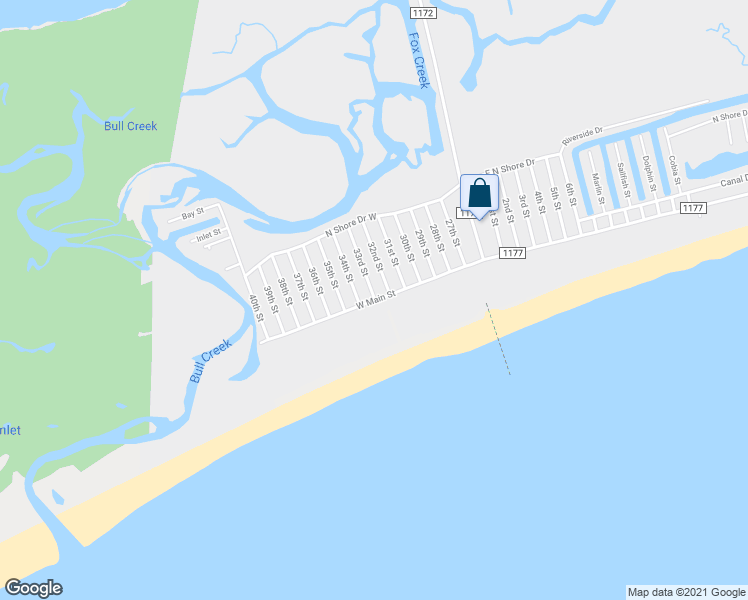 map of restaurants, bars, coffee shops, grocery stores, and more near 438 33rd Street in Sunset Beach