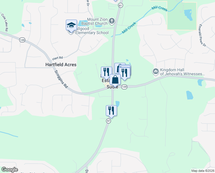 map of restaurants, bars, coffee shops, grocery stores, and more near 66 Scoggins Road in Dallas
