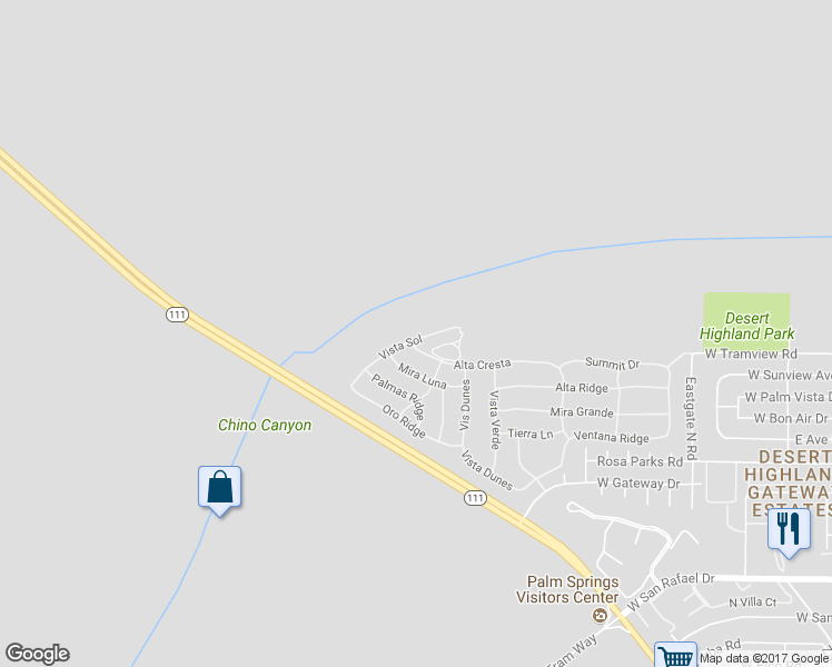 map of restaurants, bars, coffee shops, grocery stores, and more near 1164 Vista Sol in Palm Springs