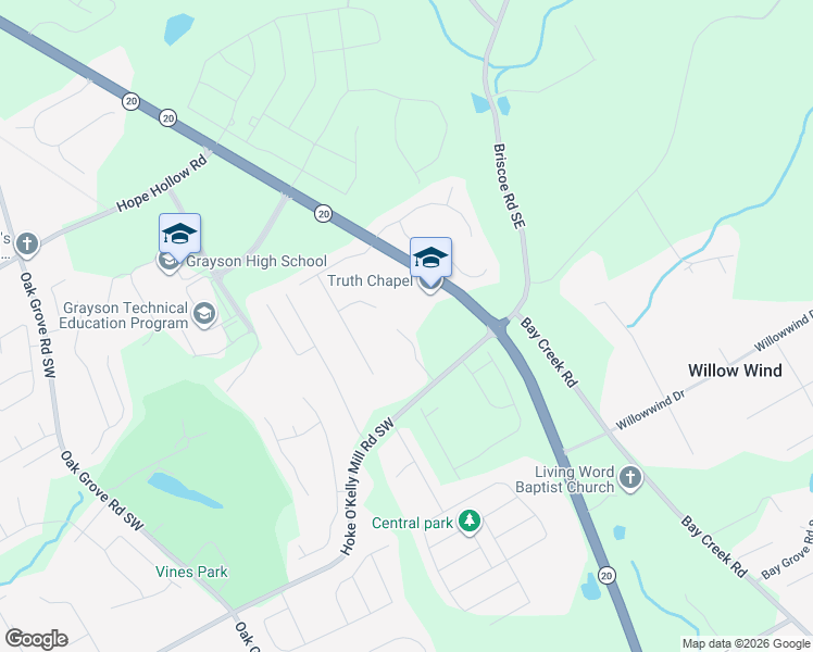 map of restaurants, bars, coffee shops, grocery stores, and more near 3432 Tiffany Cove Drive in Loganville