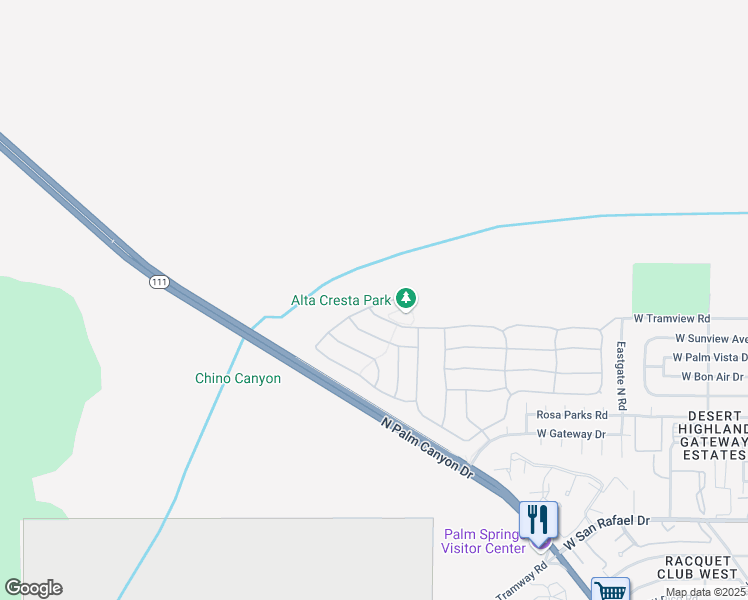 map of restaurants, bars, coffee shops, grocery stores, and more near 1164 Vista Sol in Palm Springs