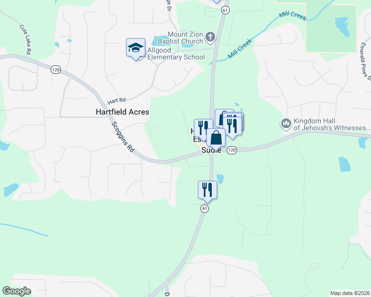 map of restaurants, bars, coffee shops, grocery stores, and more near 66 Scoggins Road in Dallas