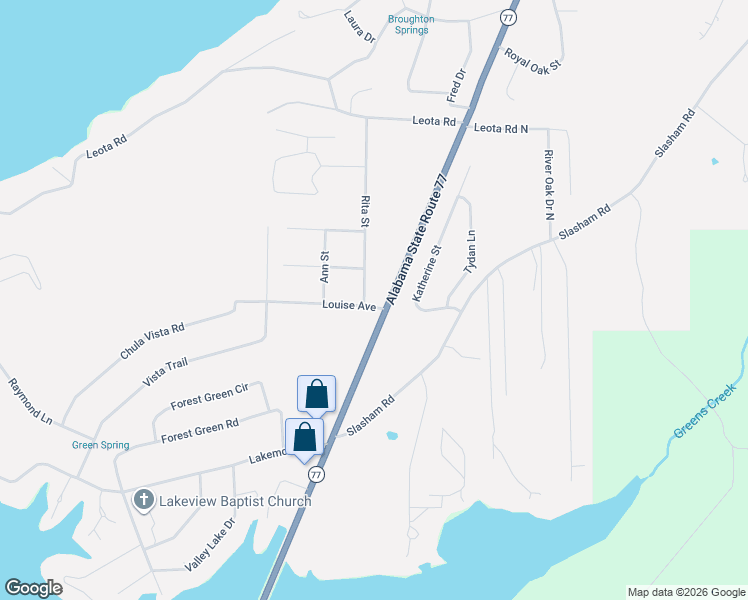 map of restaurants, bars, coffee shops, grocery stores, and more near 1990 Louise Avenue in Gadsden