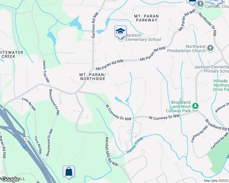 map of restaurants, bars, coffee shops, grocery stores, and more near 4288 Conway Valley Court Northwest in Atlanta