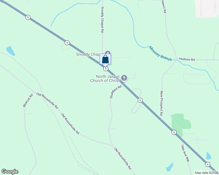 map of restaurants, bars, coffee shops, grocery stores, and more near 1506 Studdard Road in Jasper