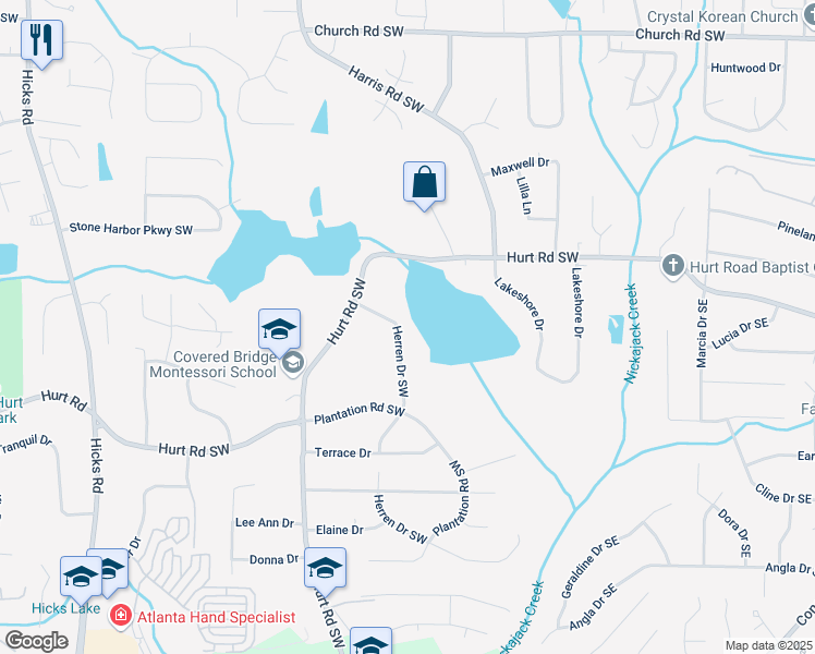 map of restaurants, bars, coffee shops, grocery stores, and more near 3549 Herren Drive Southwest in Smyrna