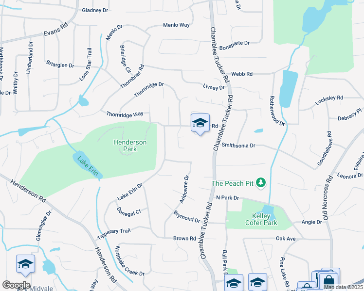 map of restaurants, bars, coffee shops, grocery stores, and more near 2747 Livsey Trail in Tucker