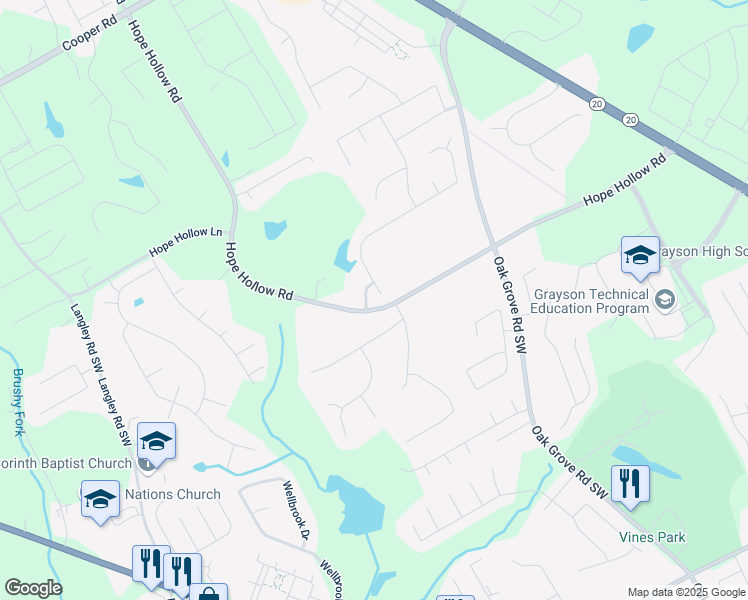 map of restaurants, bars, coffee shops, grocery stores, and more near 3425 Sweet Basil Lane Southwest in Loganville