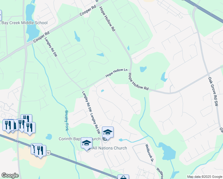 map of restaurants, bars, coffee shops, grocery stores, and more near 3067 Hollowstone Drive Southwest in Loganville