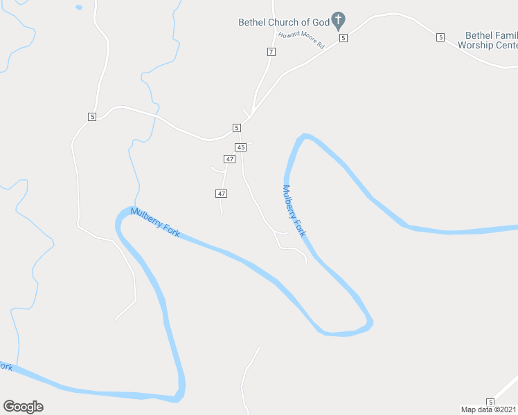 map of restaurants, bars, coffee shops, grocery stores, and more near Old Cox Ford Road in Cullman County