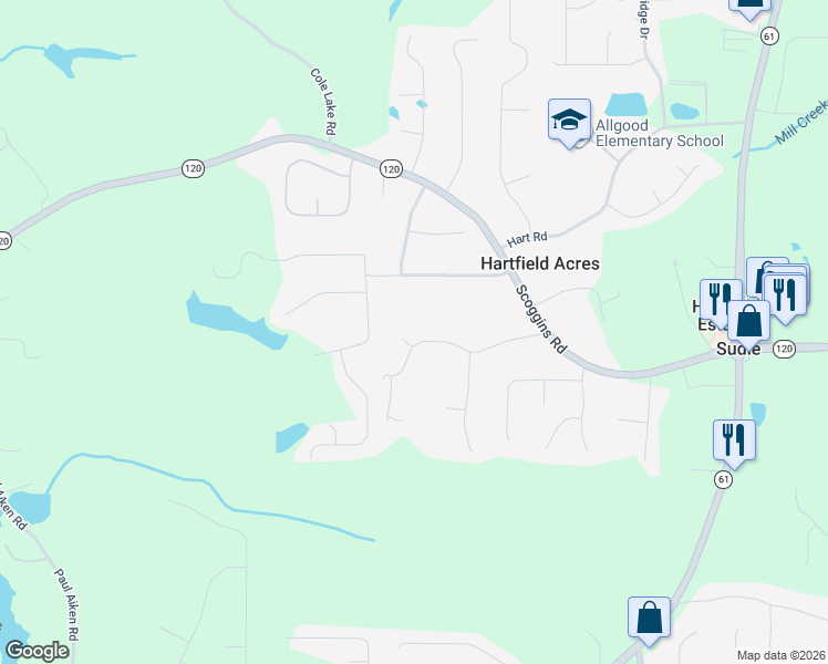 map of restaurants, bars, coffee shops, grocery stores, and more near 43 Paces Lakes Trce in Dallas