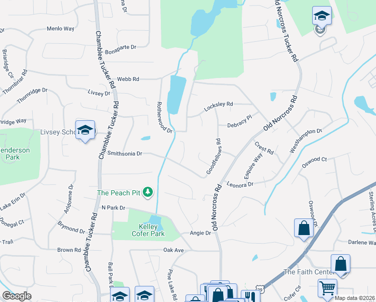 map of restaurants, bars, coffee shops, grocery stores, and more near 2775 Stonesmith Court in Tucker