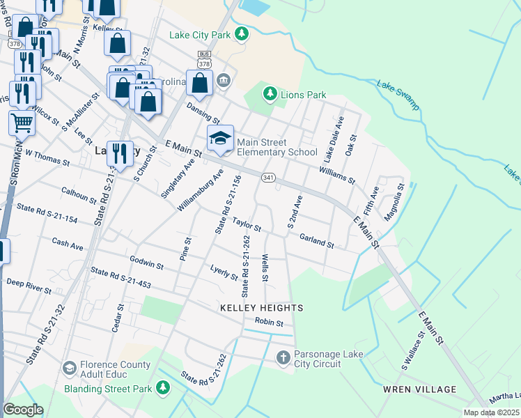 map of restaurants, bars, coffee shops, grocery stores, and more near 100 Stewart Street in Lake City