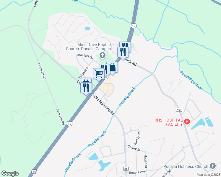 map of restaurants, bars, coffee shops, grocery stores, and more near 1785 U.S. 15 in Sumter