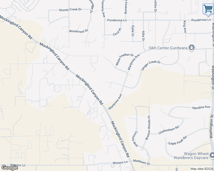 map of restaurants, bars, coffee shops, grocery stores, and more near 16042 Ranchview Court in Riverside