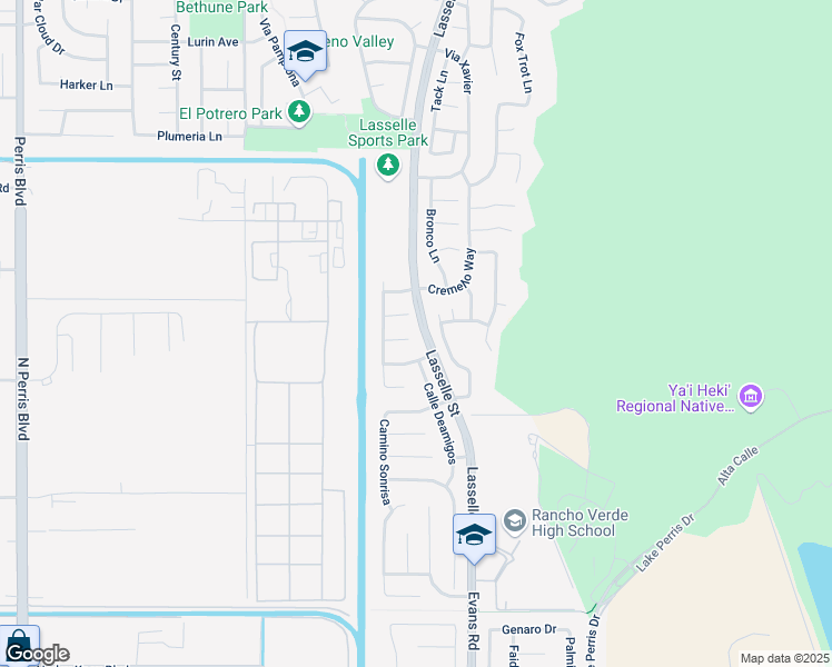 map of restaurants, bars, coffee shops, grocery stores, and more near 25994 Fuente Court in Moreno Valley