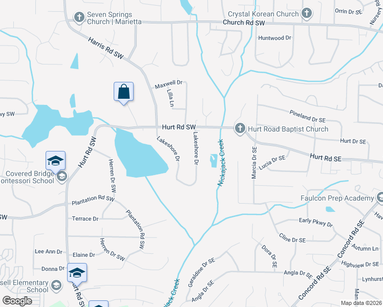 map of restaurants, bars, coffee shops, grocery stores, and more near 3530 Lakeshore Drive in Smyrna
