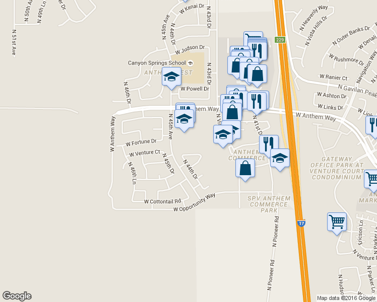 map of restaurants, bars, coffee shops, grocery stores, and more near 4442 West Hower Road in Phoenix