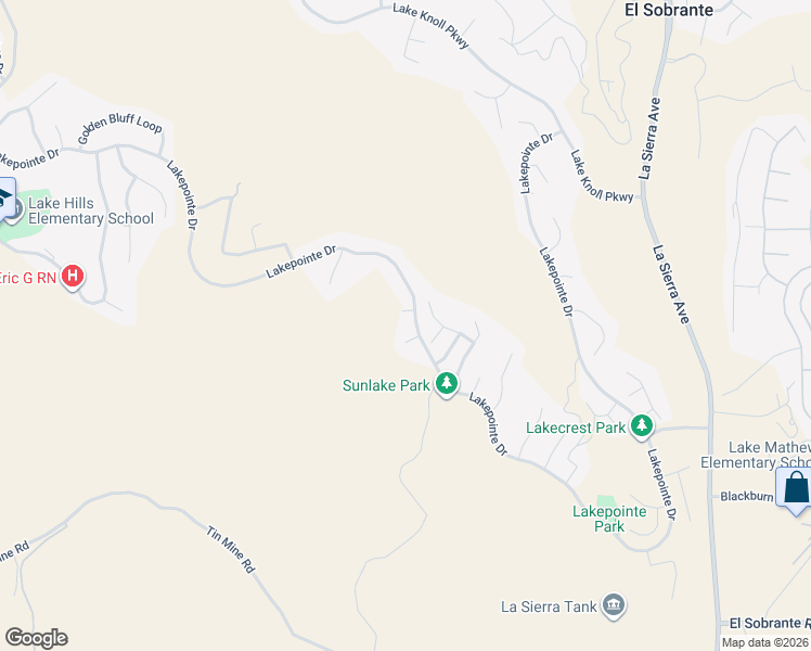 map of restaurants, bars, coffee shops, grocery stores, and more near 18180 Lakepointe Drive in Riverside