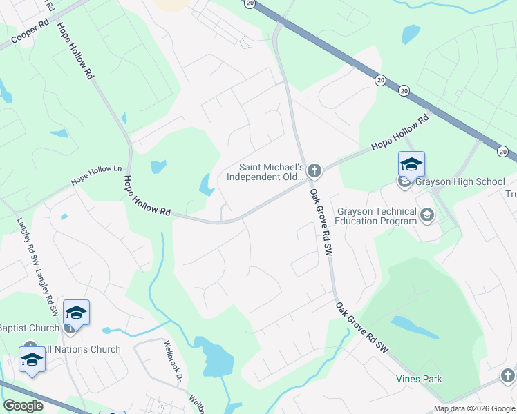 map of restaurants, bars, coffee shops, grocery stores, and more near 305 Hope Hollow Road in Loganville