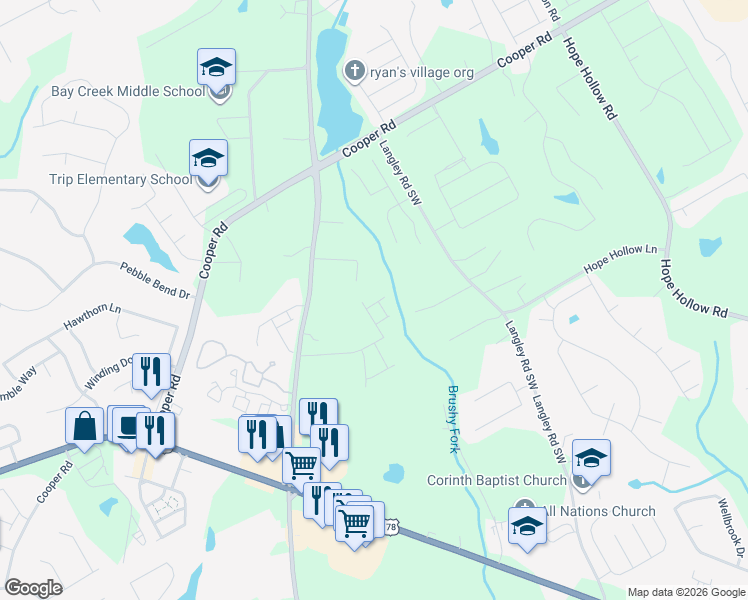 map of restaurants, bars, coffee shops, grocery stores, and more near 651 Autumn Meadow Drive in Loganville