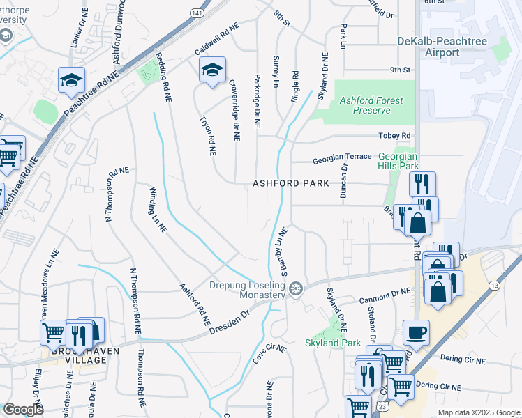 map of restaurants, bars, coffee shops, grocery stores, and more near 2779 Tryon Place Northeast in Atlanta