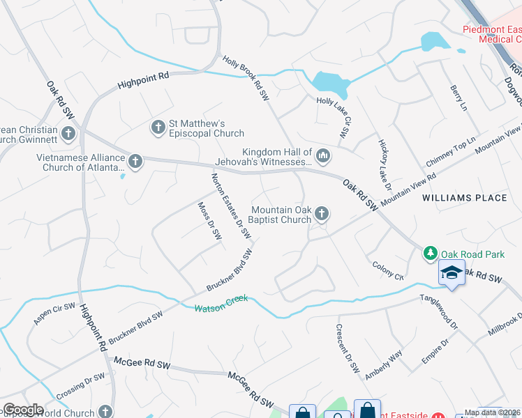 map of restaurants, bars, coffee shops, grocery stores, and more near 2880 Manor Brook Ct in Snellville