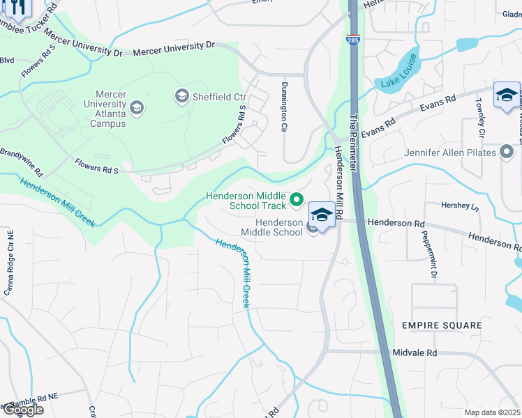 map of restaurants, bars, coffee shops, grocery stores, and more near 3253 Bolero Trce in Chamblee