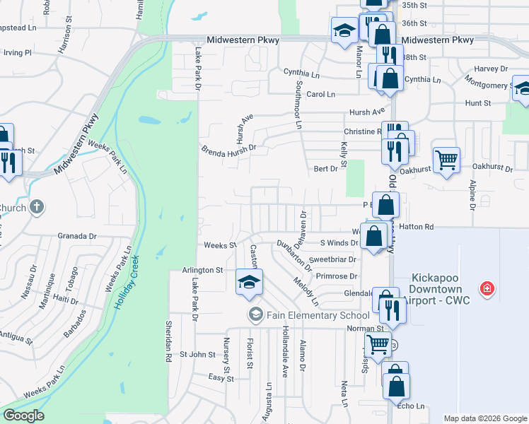 map of restaurants, bars, coffee shops, grocery stores, and more near 4302 Gorman Rd in Wichita Falls