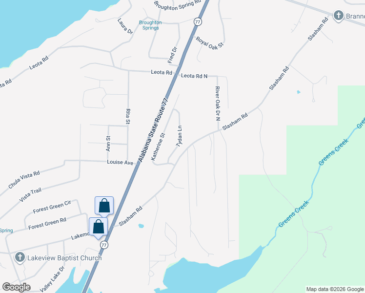 map of restaurants, bars, coffee shops, grocery stores, and more near 5880 Slasham Road in Gadsden