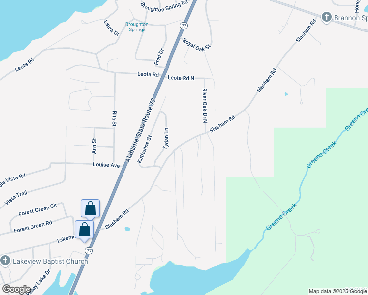 map of restaurants, bars, coffee shops, grocery stores, and more near 5855 Slasham Road in Gadsden