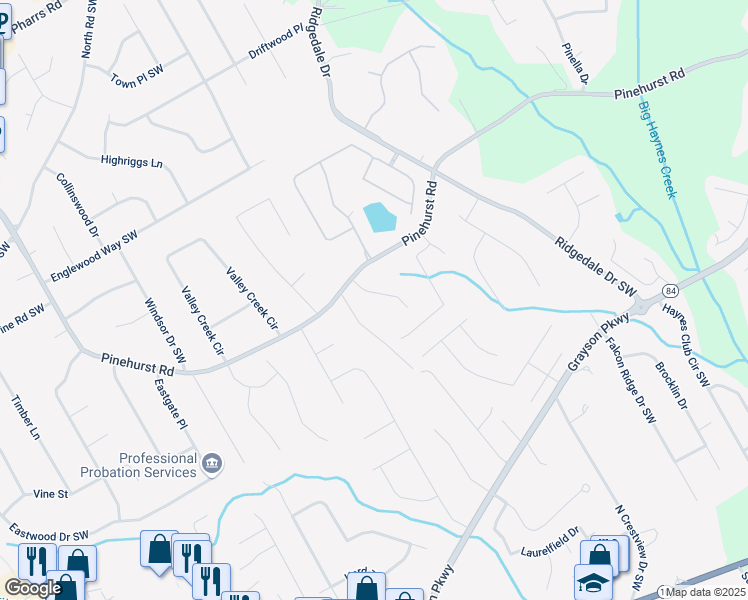 map of restaurants, bars, coffee shops, grocery stores, and more near 2209 Cedar Place Court in Snellville