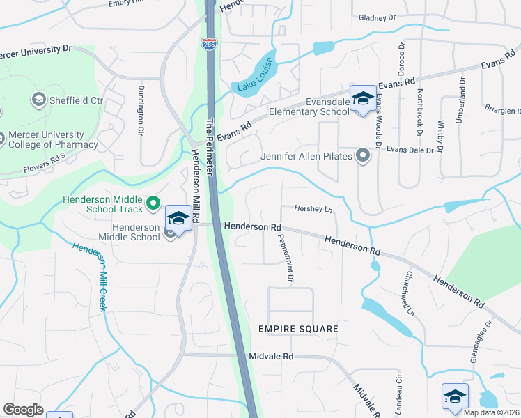 map of restaurants, bars, coffee shops, grocery stores, and more near 2779 Aspen Court in Tucker