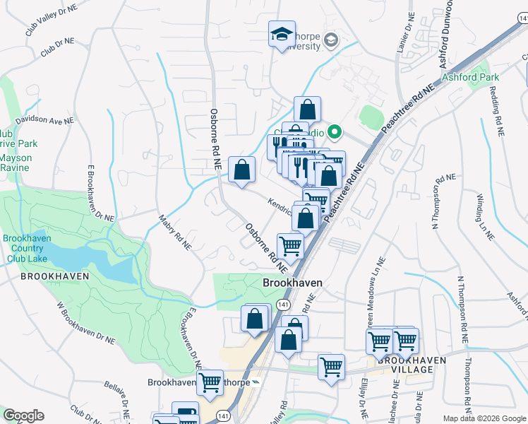 map of restaurants, bars, coffee shops, grocery stores, and more near 2768 Grove Street Northeast in Atlanta