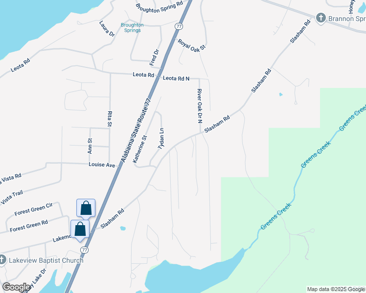 map of restaurants, bars, coffee shops, grocery stores, and more near 5855 Slasham Road in Gadsden