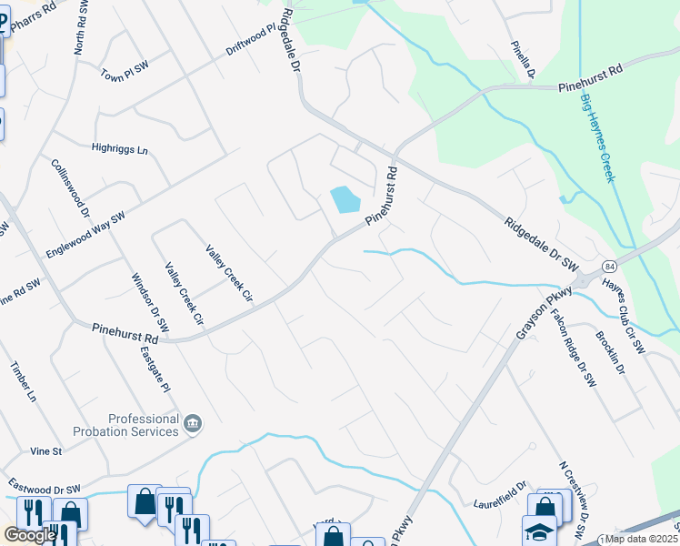 map of restaurants, bars, coffee shops, grocery stores, and more near 2209 Cedar Place Court in Snellville