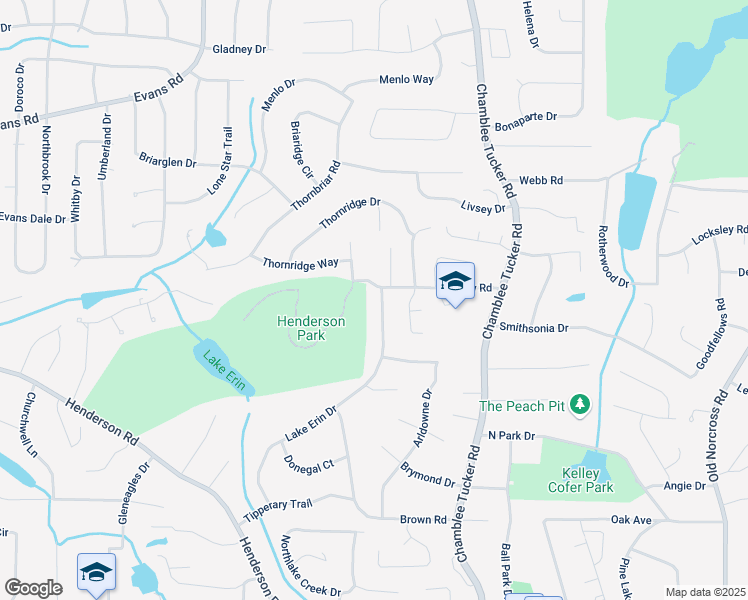 map of restaurants, bars, coffee shops, grocery stores, and more near 2780 Ridge Park Drive in Tucker